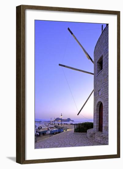 Windmill at Anemomilos Beach, Corfu Town, Corfu, the Ionian Islands, Greek Islands, Greece, Europe-Neil Farrin-Framed Photographic Print