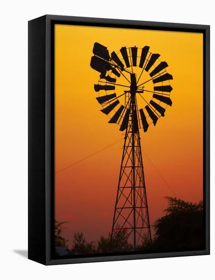 Windmill at Sunset, Fitzroy Crossing, Kimberley Region, Western Australia, Australia-David Wall-Framed Stretched Canvas