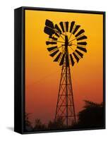 Windmill at Sunset, Fitzroy Crossing, Kimberley Region, Western Australia, Australia-David Wall-Framed Stretched Canvas