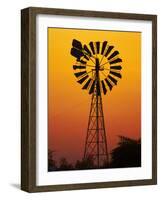 Windmill at Sunset, Fitzroy Crossing, Kimberley Region, Western Australia, Australia-David Wall-Framed Photographic Print