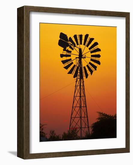 Windmill at Sunset, Fitzroy Crossing, Kimberley Region, Western Australia, Australia-David Wall-Framed Photographic Print