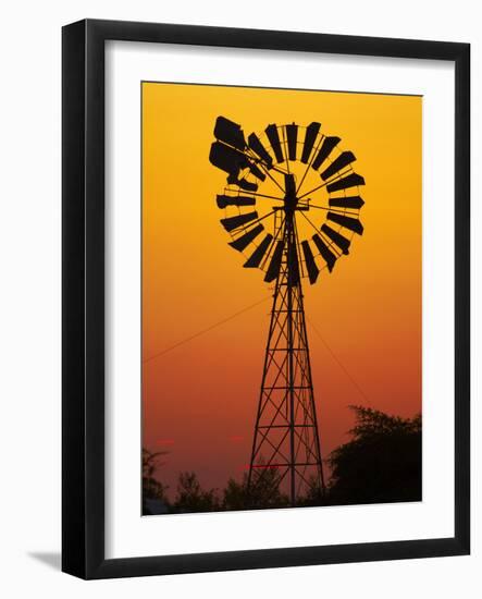 Windmill at Sunset, Fitzroy Crossing, Kimberley Region, Western Australia, Australia-David Wall-Framed Photographic Print