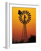 Windmill at Sunset, Fitzroy Crossing, Kimberley Region, Western Australia, Australia-David Wall-Framed Photographic Print