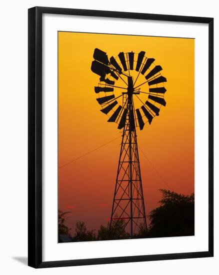 Windmill at Sunset, Fitzroy Crossing, Kimberley Region, Western Australia, Australia-David Wall-Framed Photographic Print