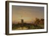 Windmill at Sunset (Oil on Panel)-Charles-Henri-Joseph Leickert-Framed Giclee Print