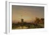 Windmill at Sunset (Oil on Panel)-Charles-Henri-Joseph Leickert-Framed Giclee Print