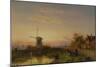 Windmill at Sunset (Oil on Panel)-Charles-Henri-Joseph Leickert-Mounted Giclee Print