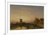 Windmill at Sunset (Oil on Panel)-Charles-Henri-Joseph Leickert-Framed Giclee Print