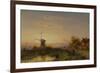 Windmill at Sunset (Oil on Panel)-Charles-Henri-Joseph Leickert-Framed Giclee Print