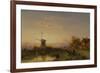 Windmill at Sunset (Oil on Panel)-Charles-Henri-Joseph Leickert-Framed Giclee Print