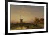 Windmill at Sunset (Oil on Panel)-Charles-Henri-Joseph Leickert-Framed Giclee Print