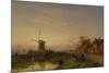 Windmill at Sunset (Oil on Panel)-Charles-Henri-Joseph Leickert-Mounted Giclee Print