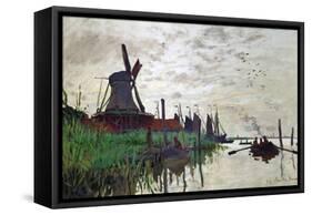 Windmill at Zaandam (Netherlands), 1871-Claude Monet-Framed Stretched Canvas