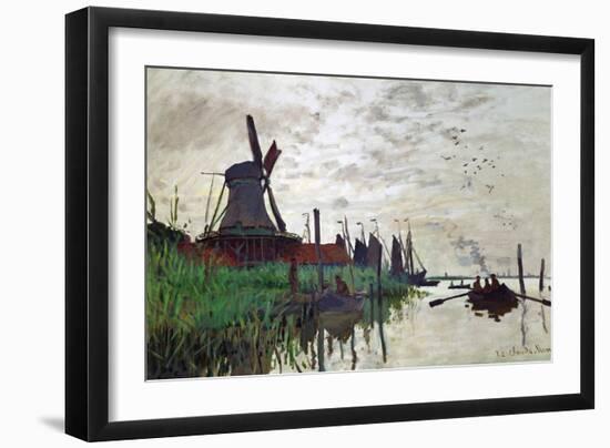 Windmill at Zaandam (Netherlands), 1871-Claude Monet-Framed Premium Giclee Print