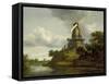 Windmill by a River-Jacob Isaaksz. Or Isaacksz. Van Ruisdael-Framed Stretched Canvas