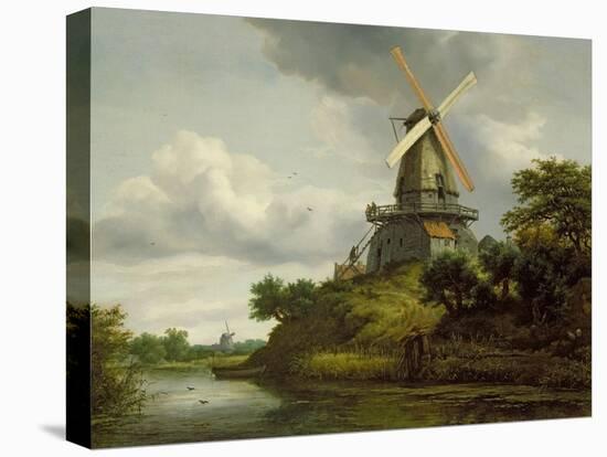 Windmill by a River-Jacob Isaaksz. Or Isaacksz. Van Ruisdael-Stretched Canvas