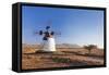 Windmill, El Cotillo, Fuerteventura, Canary Islands, Spain, Atlantic, Europe-Markus Lange-Framed Stretched Canvas