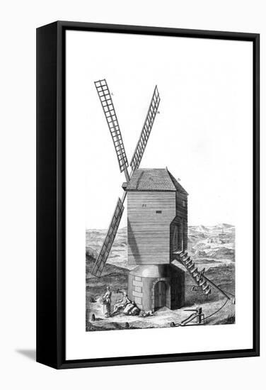 Windmill in France 18Th-null-Framed Stretched Canvas