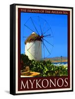 Windmill in Mykonos Greece 2-Anna Siena-Framed Stretched Canvas