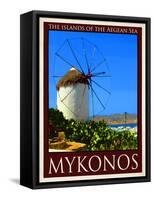 Windmill in Mykonos Greece 2-Anna Siena-Framed Stretched Canvas