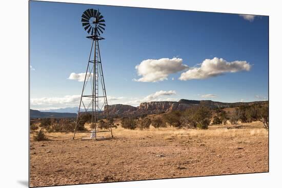 Windmill in New Mexico Landscape-Sheila Haddad-Mounted Premium Photographic Print