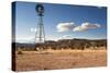 Windmill in New Mexico Landscape-Sheila Haddad-Stretched Canvas