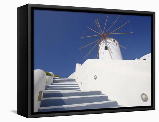 Windmill in Oia, Santorini, Cyclades, Greek Islands, Greece, Europe-Papadopoulos Sakis-Framed Stretched Canvas