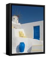 Windmill in Oia, Santorini, Cyclades, Greek Islands, Greece, Europe-Papadopoulos Sakis-Framed Stretched Canvas