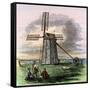 Windmill in Truro on Cape Cod, Massachusetts, 1850s-null-Framed Stretched Canvas