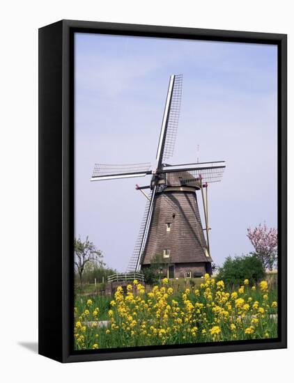 Windmill, Kinderdijk, Near Rotterdam, Holland-Roy Rainford-Framed Stretched Canvas