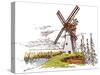 Windmill Landscape in Vintage, Retro Hand Drawn or Engraved Style, Can Be Use for Ecological Bakery-Artur Balytskyi-Stretched Canvas