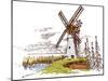 Windmill Landscape in Vintage, Retro Hand Drawn or Engraved Style, Can Be Use for Ecological Bakery-Artur Balytskyi-Mounted Art Print