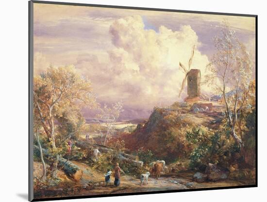 Windmill on a Hill with Cattle Drovers-John Constable-Mounted Giclee Print