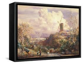 Windmill on a Hill with Cattle Drovers-John Constable-Framed Stretched Canvas