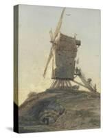 Windmill on a Knoll in a Landscape-Francois Louis Thomas Francia-Stretched Canvas