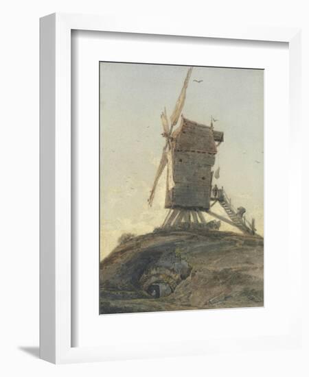 Windmill on a Knoll in a Landscape-Francois Louis Thomas Francia-Framed Giclee Print