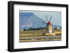 Windmill on Stagnone Lagoon in the Salt Pan Area South of Trapani-Rob Francis-Framed Premium Photographic Print