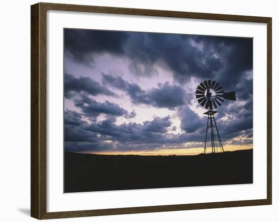 Windmill Silhouette under Broken Clouds-James Randklev-Framed Photographic Print