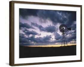 Windmill Silhouette under Broken Clouds-James Randklev-Framed Photographic Print