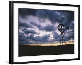 Windmill Silhouette under Broken Clouds-James Randklev-Framed Photographic Print