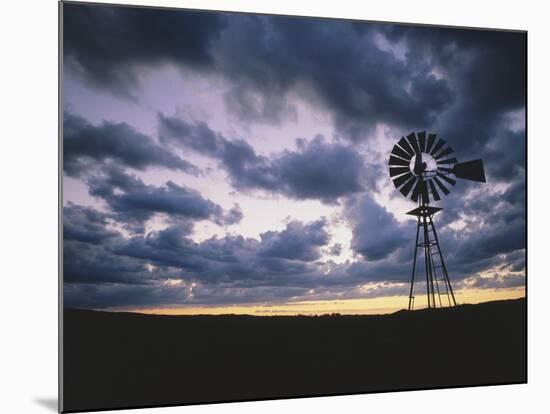 Windmill Silhouette under Broken Clouds-James Randklev-Mounted Photographic Print