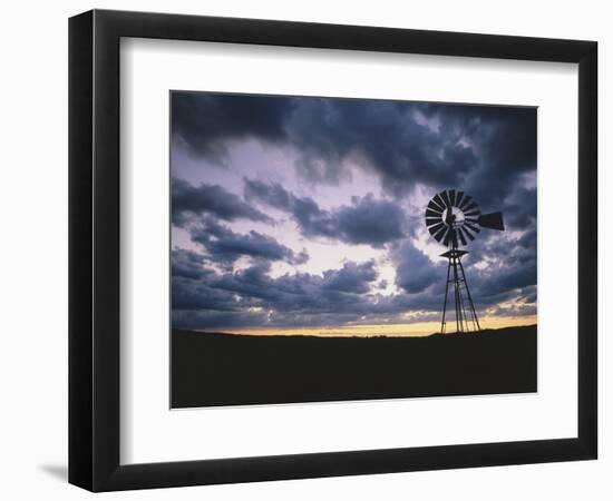 Windmill Silhouette under Broken Clouds-James Randklev-Framed Photographic Print