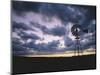 Windmill Silhouette under Broken Clouds-James Randklev-Mounted Photographic Print