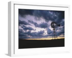 Windmill Silhouette under Broken Clouds-James Randklev-Framed Photographic Print