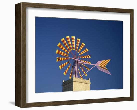 Windmill with Sails in the Colours of the Mallorcan Flag, Mallorca, Balearic Islands, Spain-Tomlinson Ruth-Framed Photographic Print