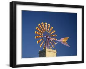 Windmill with Sails in the Colours of the Mallorcan Flag, Mallorca, Balearic Islands, Spain-Tomlinson Ruth-Framed Photographic Print