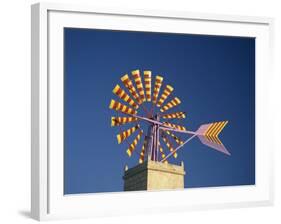 Windmill with Sails in the Colours of the Mallorcan Flag, Mallorca, Balearic Islands, Spain-Tomlinson Ruth-Framed Photographic Print