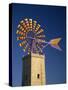 Windmill with Sails in the Colours of the Mallorcan Flag, Mallorca, Balearic Islands, Spain-Tomlinson Ruth-Stretched Canvas