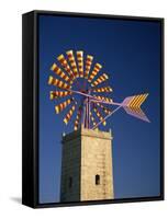 Windmill with Sails in the Colours of the Mallorcan Flag, Mallorca, Balearic Islands, Spain-Tomlinson Ruth-Framed Stretched Canvas