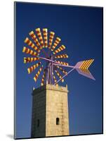 Windmill with Sails in the Colours of the Mallorcan Flag, Mallorca, Balearic Islands, Spain-Tomlinson Ruth-Mounted Photographic Print